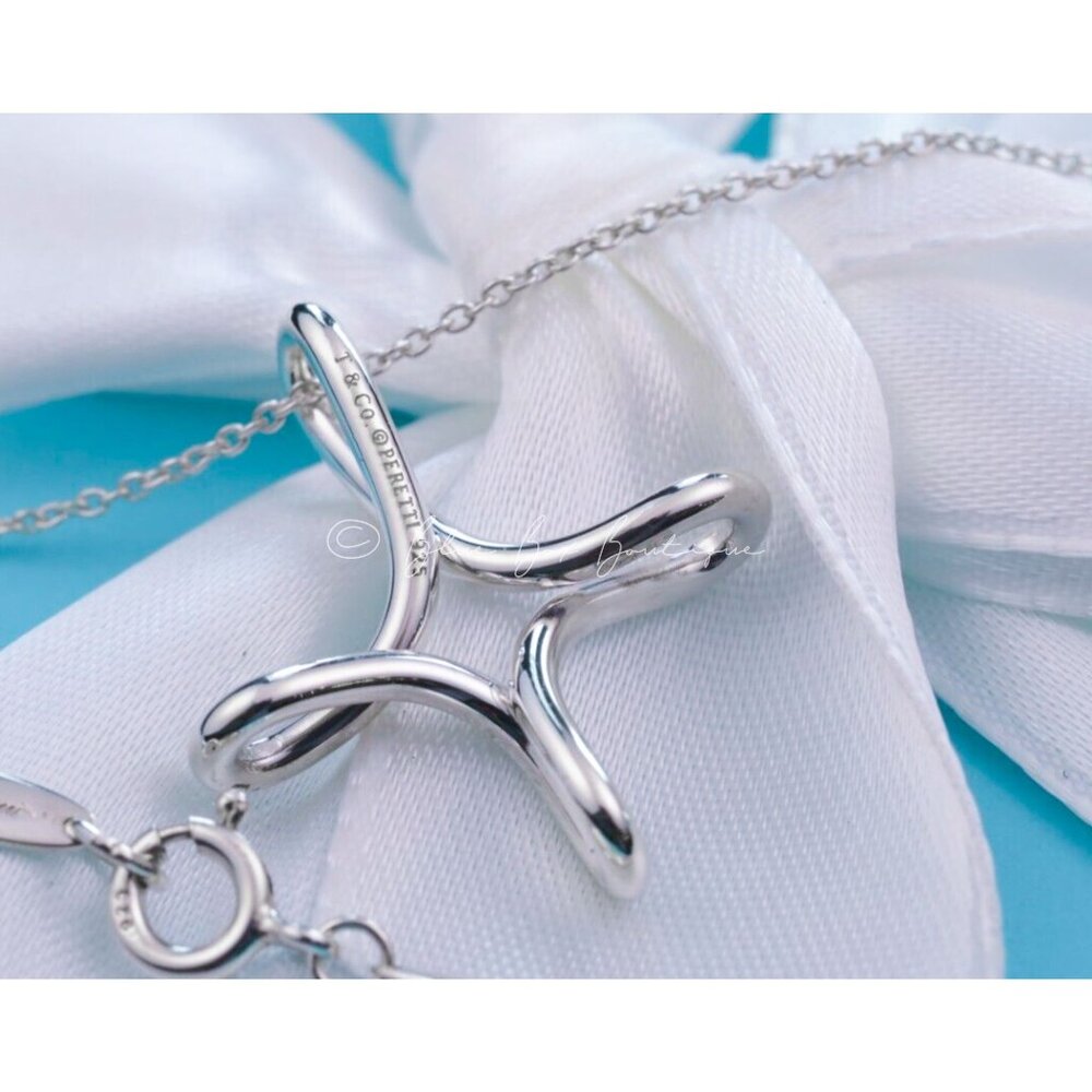 Tiffany & Co. Elsa Peretti Infinity Cross Pendant Necklace in Silver 16" 21mm - Picture 7 of 9